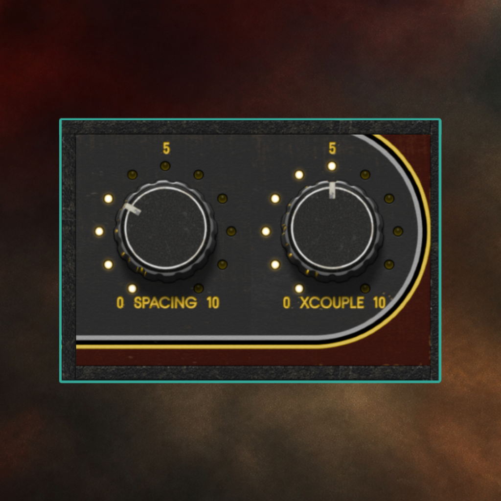 Spacing and xcouple plasma verb control knobs