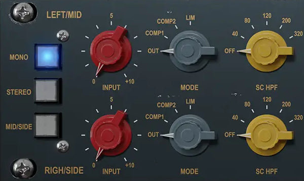 ADC1’s genuine Input and Mode controls with Out selected on both channels.