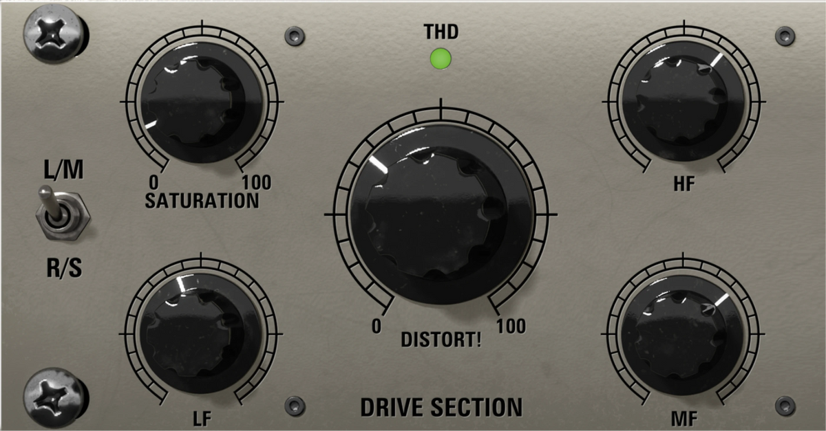 Distinct Pro Drive section with Distort, Saturation and three tone controls