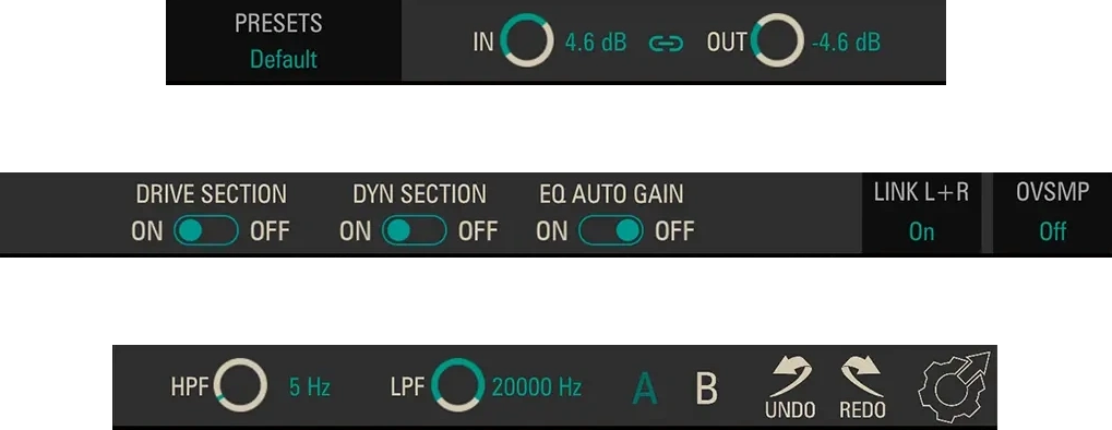 Genuine cropped sections of the Distinct Pro top bar