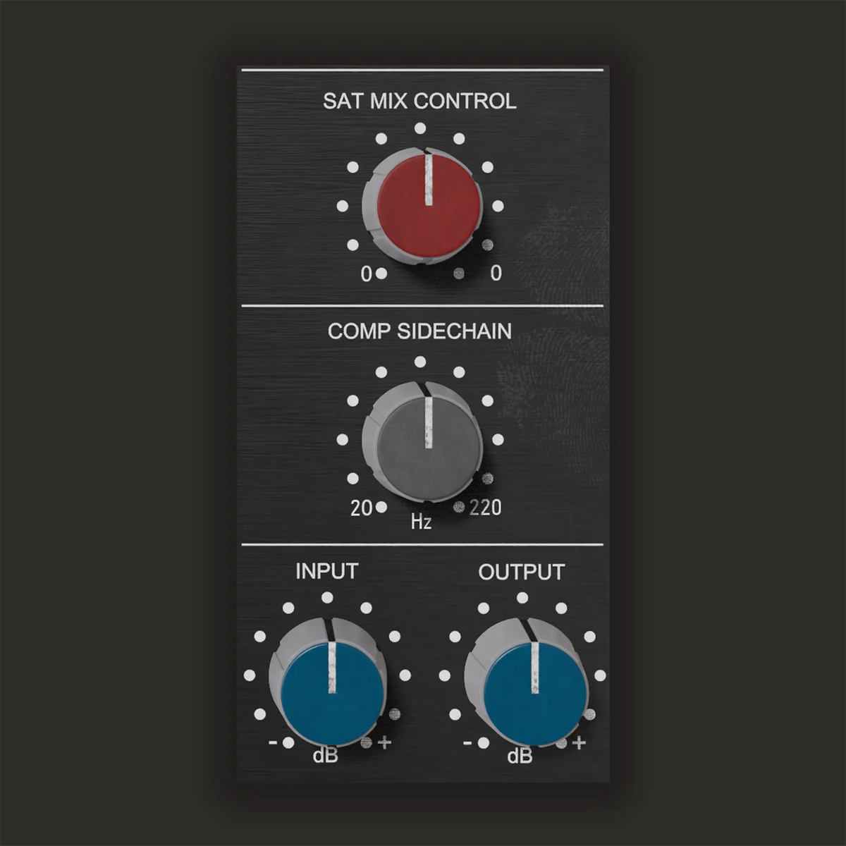 S-Quick saturation mix, compressor sidechain filter, input and output controls