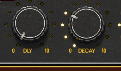DLY and Decay complete genuine knobs and labels; no clipped embedded branding or XCouple knob