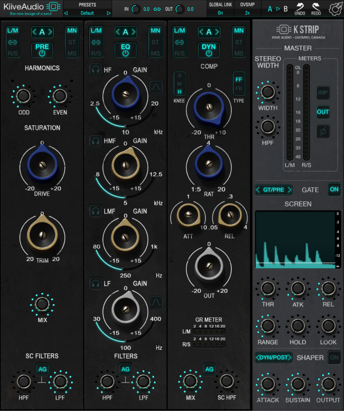 KStrip A console with preamp, EQ, compressor and master controls