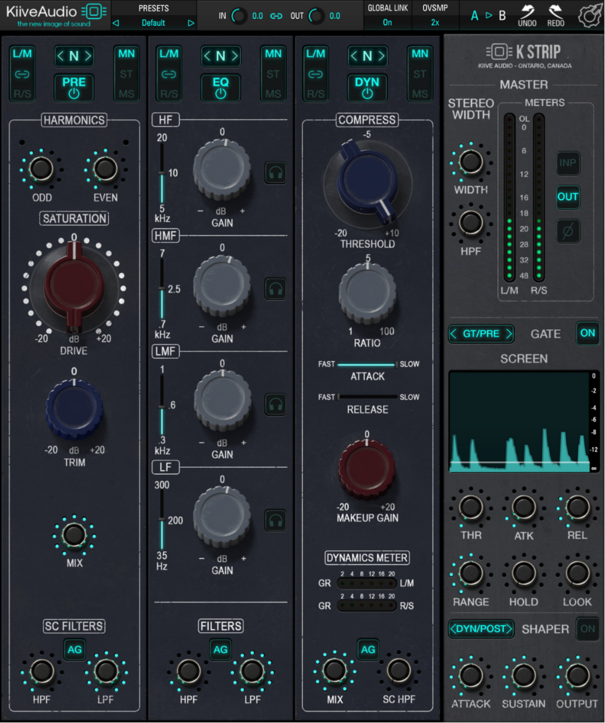 KStrip N console with preamp, EQ, compressor and master controls