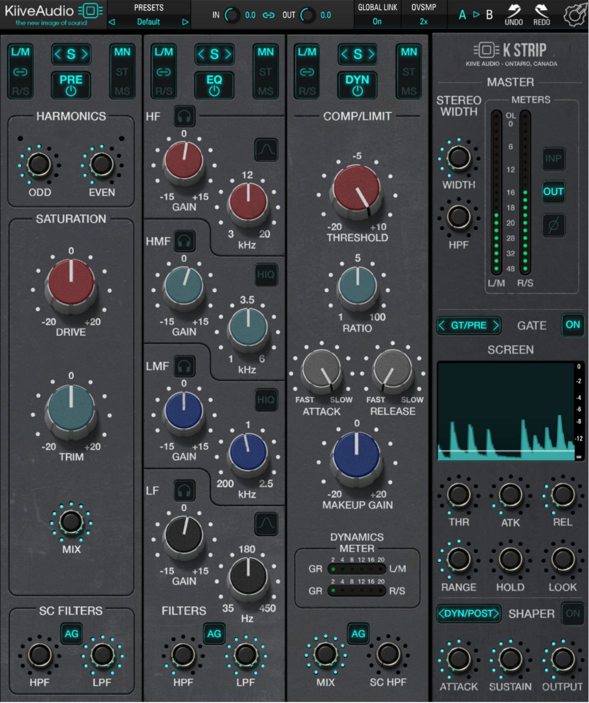 KStrip S console with preamp, EQ, compressor and master controls