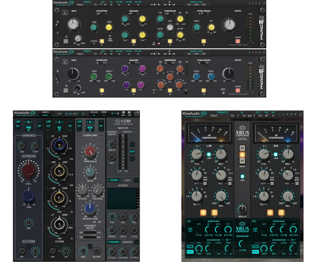 KStrip, NFuse, XBus, M5133, VX-Q, Tubetizer, Golden58, V-Comp genuine Kiive plugin interfaces