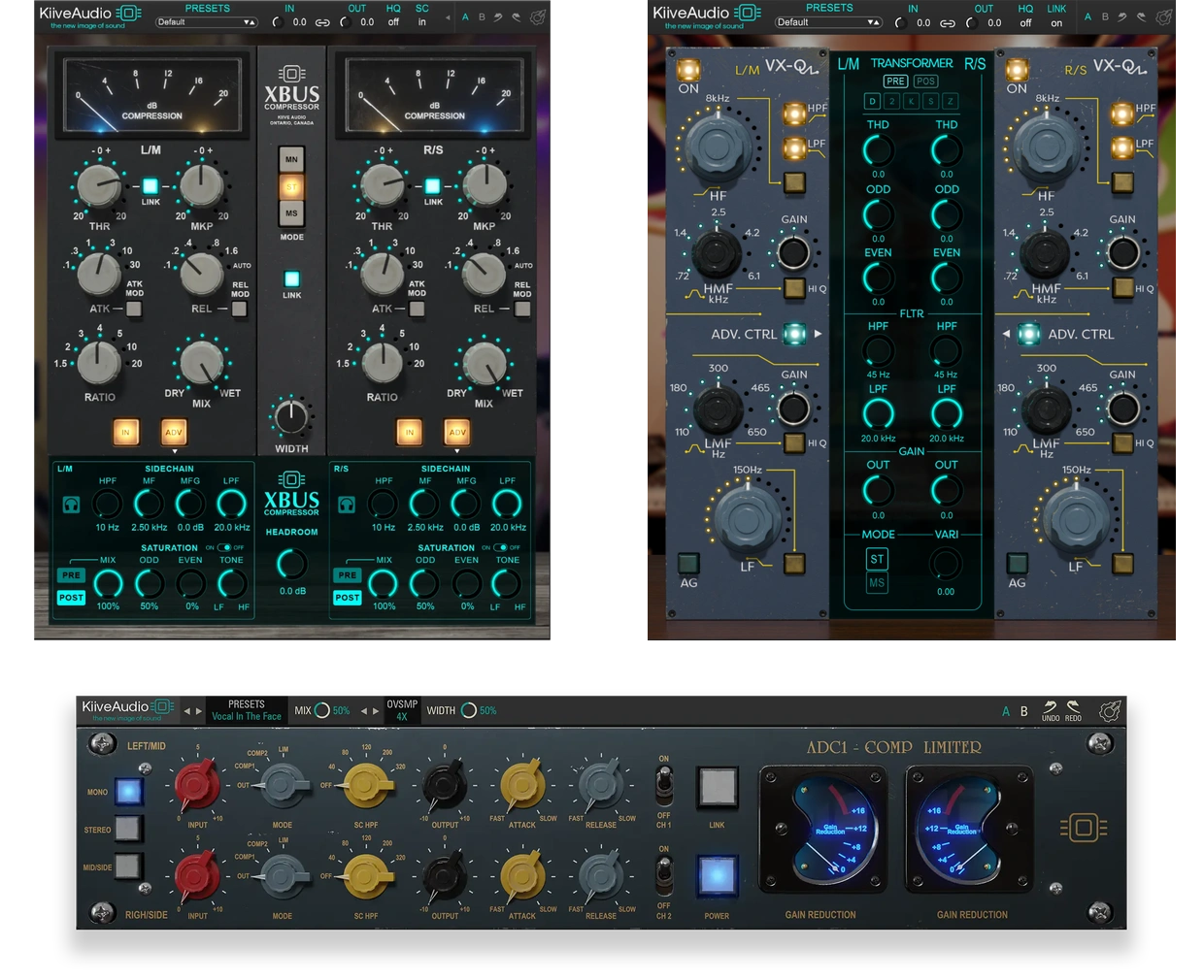 XBus, ADC1, Tubetizer, VX-Q, S-Quick Strip genuine Kiive plugin interfaces