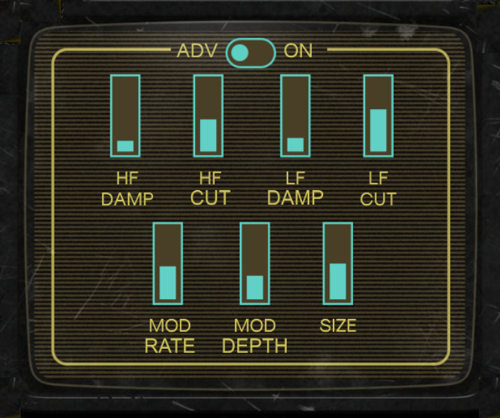 Real PlasmaVerb advanced panel with damping, wet-output cuts, modulation and Size controls