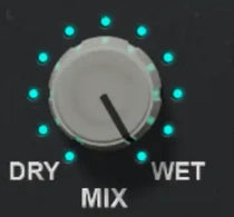 Actual XBus compressor Mix knob, Dry/Wet markings and label