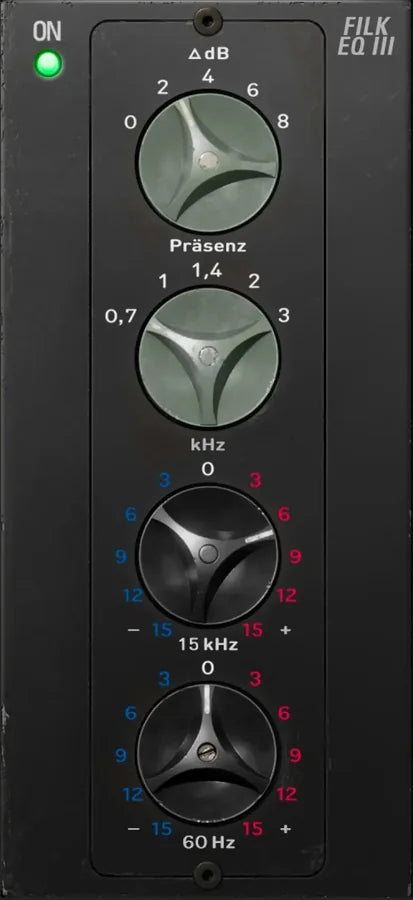 Filkchannel EQ III with high and low controls and adjustable Presence band