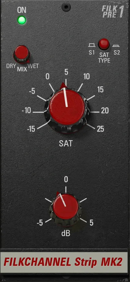 Filkchannel Preamp I module with SAT, Mix, output trim and saturation-type switch